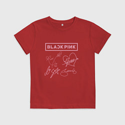 Футболка хлопковая детская BLACKPINK АВТОГРАФЫ БЛЭКПИНК, цвет: красный