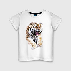 Футболка хлопковая детская Независимая тигрица, цвет: белый