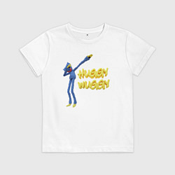 Футболка хлопковая детская Хаги ваги Huggy Wuggy Poppy Playtime, цвет: белый