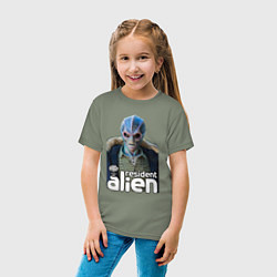 Футболка хлопковая детская Resident alien, цвет: авокадо — фото 2