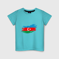 Футболка хлопковая детская Флаг - Азербайджан, цвет: бирюзовый
