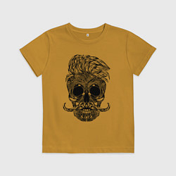Футболка хлопковая детская Skull hipster, цвет: горчичный