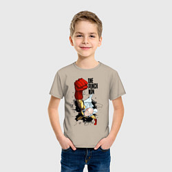 Футболка хлопковая детская Saitama One Punch, цвет: миндальный — фото 2