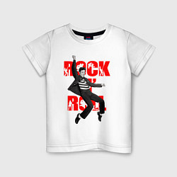 Футболка хлопковая детская Rokc n roll king, цвет: белый