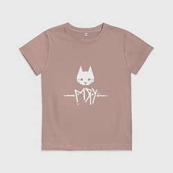 Футболка хлопковая детская Stray: Мяу, цвет: пыльно-розовый