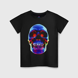 Футболка хлопковая детская Cool neon skull, цвет: черный