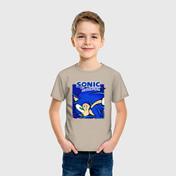 Футболка хлопковая детская Sonic Adventure Sonic, цвет: миндальный — фото 2