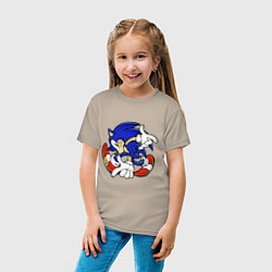 Футболка хлопковая детская Blue Hedgehog, цвет: миндальный — фото 2