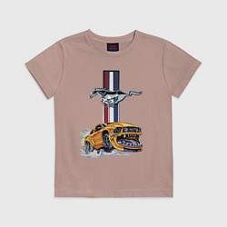 Футболка хлопковая детская Мустанг раскрыл пасть!, цвет: пыльно-розовый