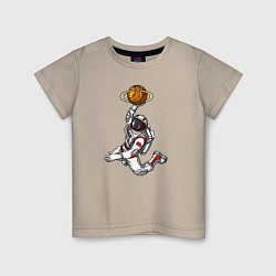 Футболка хлопковая детская Космический баскетболист, цвет: миндальный
