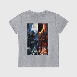 Футболка хлопковая детская Dark Souls x Bloodborne Дарк Соулс, цвет: меланж