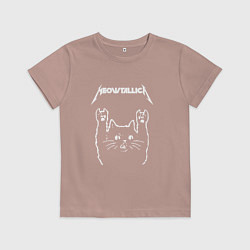 Футболка хлопковая детская МЯУТАЛИКА металлика кот, цвет: пыльно-розовый