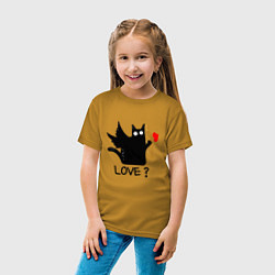 Футболка хлопковая детская LOVE CAT WHAT cat, цвет: горчичный — фото 2