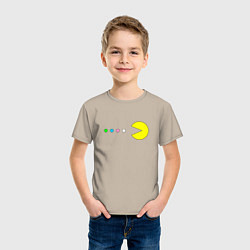Футболка хлопковая детская Pac - man Для пары, цвет: миндальный — фото 2