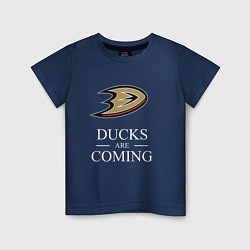 Футболка хлопковая детская Ducks Are Coming, Анахайм Дакс, Anaheim Ducks, цвет: тёмно-синий