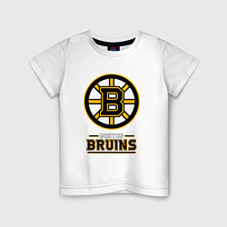 Футболка хлопковая детская Boston Bruins , Бостон Брюинз, цвет: белый