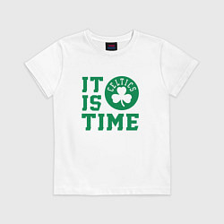 Футболка хлопковая детская IT IS CELTICS TIME НАСТАЛО ВРЕМЯ СЕЛТИКС BOSTON CE, цвет: белый