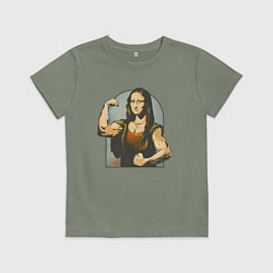 Футболка хлопковая детская Мона Лиза и бодибилдинг, цвет: авокадо