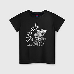 Футболка хлопковая детская Scratch - трековые велогонки, цвет: черный