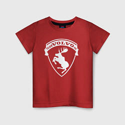 Футболка хлопковая детская Volvo логотип белый, цвет: красный