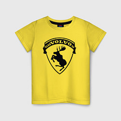 Футболка хлопковая детская VOLVO логотип чёрный, цвет: желтый