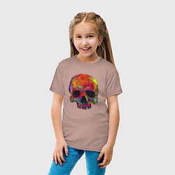 Футболка хлопковая детская Cool color skull, цвет: пыльно-розовый — фото 2