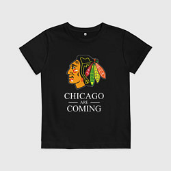 Футболка хлопковая детская Chicago are coming, Чикаго Блэкхокс, Chicago Black, цвет: черный