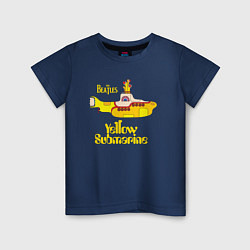 Футболка хлопковая детская On a Yellow Submarine, цвет: тёмно-синий