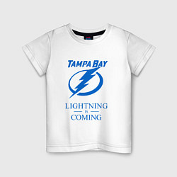 Футболка хлопковая детская Tampa Bay Lightning is coming, Тампа Бэй Лайтнинг, цвет: белый