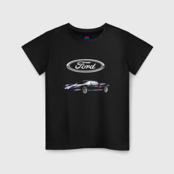 Футболка хлопковая детская Ford Racing, цвет: черный