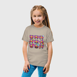 Футболка хлопковая детская Значки на Сенди Пины Бравл Старс, цвет: миндальный — фото 2