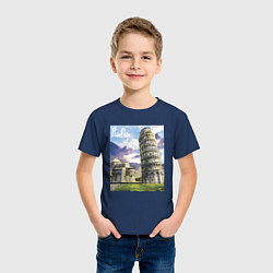 Футболка хлопковая детская Италия Пизанская башня, цвет: тёмно-синий — фото 2