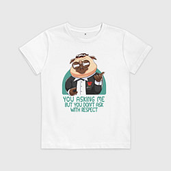 Футболка хлопковая детская Мопс в костюме, цвет: белый