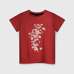 Футболка хлопковая детская Весна Цветущая сакура Japan, цвет: красный