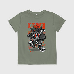 Футболка хлопковая детская Кабан с дубинкой, цвет: авокадо