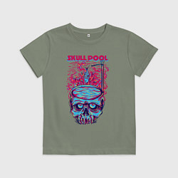 Футболка хлопковая детская Череп с бассейном, цвет: авокадо
