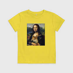 Футболка хлопковая детская Shiba Inu Mona Lisa, цвет: желтый