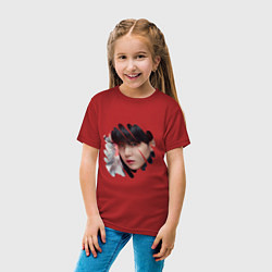 Футболка хлопковая детская Agust D SUGA BTS, цвет: красный — фото 2
