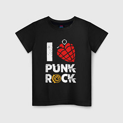 Футболка хлопковая детская I LOVE PUNK ROCK, цвет: черный