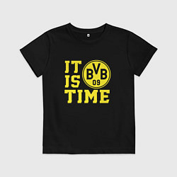 Футболка хлопковая детская Borussia Dortmund Боруссия Дортмунд, цвет: черный