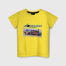 Футболка хлопковая детская Mazda Motorsport Racing team!, цвет: желтый