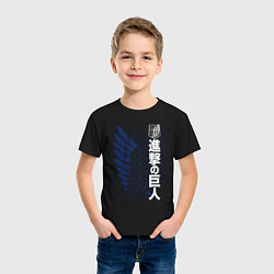Футболка хлопковая детская Атака Титанов - эмблема, цвет: черный — фото 2