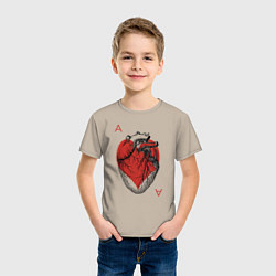 Футболка хлопковая детская Черви огромное сердце, цвет: миндальный — фото 2