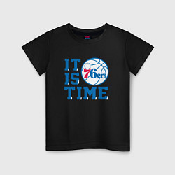 Футболка хлопковая детская It Is Philadelphia 76ers Time Филадельфия Севенти, цвет: черный