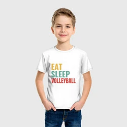 Футболка хлопковая детская Eat - Sleep - Volleyball, цвет: белый — фото 2