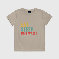 Футболка хлопковая детская Eat - Sleep - Volleyball, цвет: миндальный