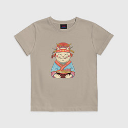 Футболка хлопковая детская Geisha Neko Ramen, цвет: миндальный