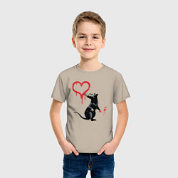 Футболка хлопковая детская BANKSY БЭНКСИ крыса и сердце, цвет: миндальный — фото 2