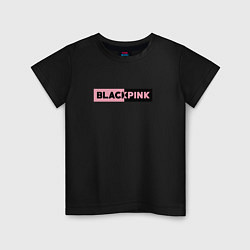 Футболка хлопковая детская BLACKPINK ЛОГОТИП, цвет: черный