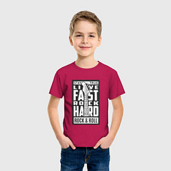 Футболка хлопковая детская Live fast 2, цвет: маджента — фото 2
